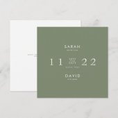 Save The Date Simple Moderne Épargne Carrée Date Sage (Devant / Derrière)