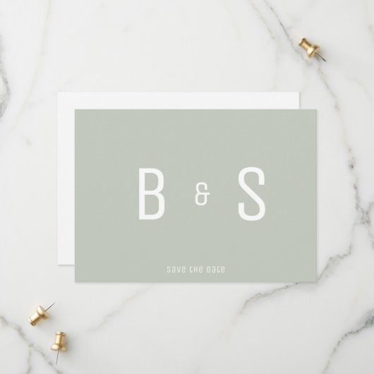 Save The Date Simple Moderne Épingle Monogramme Code QR Enregist (Devant/Arrière en situation)