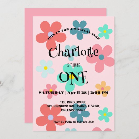 Save The Date Simple moderne Fleurs marguerites colorées partie (Devant / Derrière)