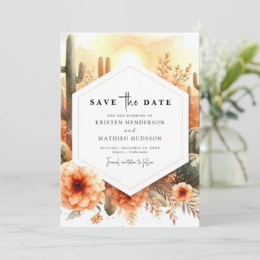 Save The Date Simple moderne Mariage Cactus (Debout devant)