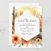 Save The Date Simple moderne Mariage Cactus (Devant / Derrière)