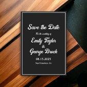 Save The Date Simple Moderne Mariage Chic Écriture Noir Et Blanc