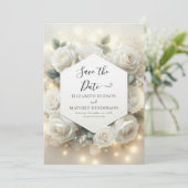 Save The Date Simple moderne Mariage de roses blanches (Debout devant)