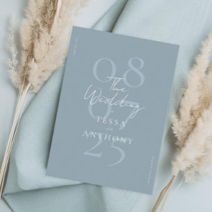 Save The Date Simple Moderne Mariage Minimaliste Bleu Poussiéreu