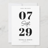 Save The Date Simple moderne Mariage noir et blanc (Devant)