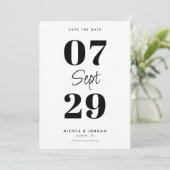 Save The Date Simple moderne Mariage noir et blanc (Debout devant)