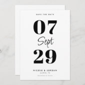 Save The Date Simple moderne Mariage noir et blanc (Devant / Derrière)