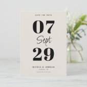 Save The Date Simple Moderne Mariage Noir et Ivoire (Debout devant)
