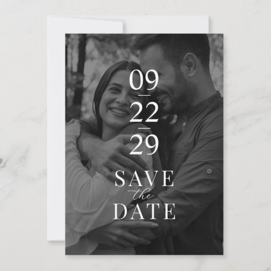 Save The Date Simple moderne Mariage photo noir et blanc (Devant)