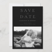 Save The Date Simple moderne Matte Black Photo Mariage (Devant)