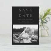 Save The Date Simple moderne Matte Black Photo Mariage (Debout devant)