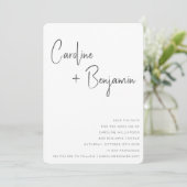 Save The Date Simple moderne noir blanc Boho Mariage de script (Debout devant)