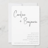 Save The Date Simple moderne noir blanc Boho Mariage de script (Devant)