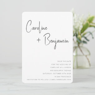 Save The Date Simple moderne noir blanc Boho Mariage de script