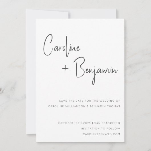 Save The Date Simple moderne noir noir Mariage photo (Devant)