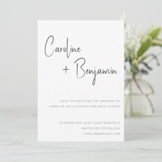 Save The Date Simple moderne noir noir Mariage photo (Debout devant)