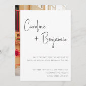 Save The Date Simple moderne noir noir Mariage photo (Devant / Derrière)