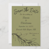 Save The Date Simple moderne Olive Green Olive Branch Photo (Devant)