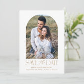 Save The Date Simple Moderne Photo d'Arche en Or (Debout devant)
