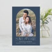 Save The Date Simple Moderne Photo d'Arche Navy (Debout devant)