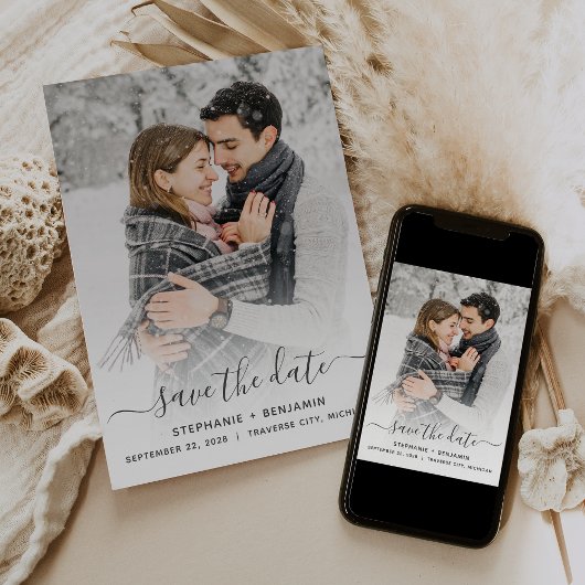 Save The Date Simple Moderne Photo Script Enregistrer la Date
