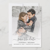 Save The Date Simple Moderne Photo Script Enregistrer la Date (Devant)
