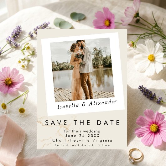 Save The Date Simple Moderne Romantique Photo Botanique Fleur Sa