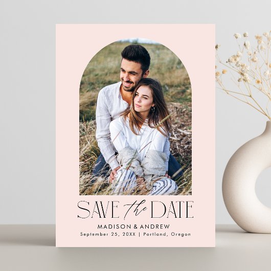 Save The Date Simple Moderne Rose Pâle Arch Photo
