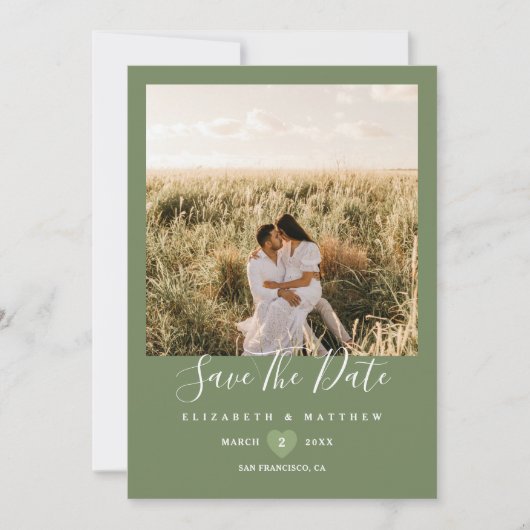 Save The Date Simple moderne Sage Green Couple Mariage photo (Devant)