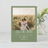 Save The Date Simple moderne Sage Green Couple Mariage photo (Debout devant)