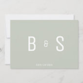 Save The Date Simple Moderne Sage Monogramme QR Code Enregistrer (Devant)