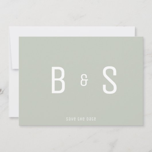 Save The Date Simple Moderne Sage Monogramme QR Code Enregistrer (Devant)