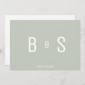 Save The Date Simple Moderne Sage Monogramme QR Code Enregistrer (Devant / Derrière)
