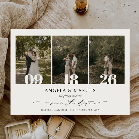 Save The Date Simple Moderne Texte et Photo Horizontal | Mariage