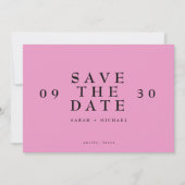 Save The Date Simple Moderne Texte Seul Mariage Rose Chaud (Devant)