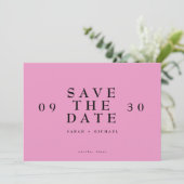 Save The Date Simple Moderne Texte Seul Mariage Rose Chaud (Debout devant)