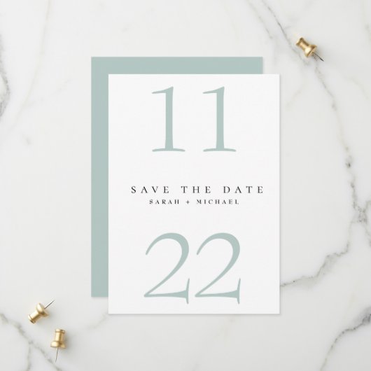 Save The Date Simple Moderne Texte Seulement Seafoam Enregistrer (Devant/Arrière en situation)