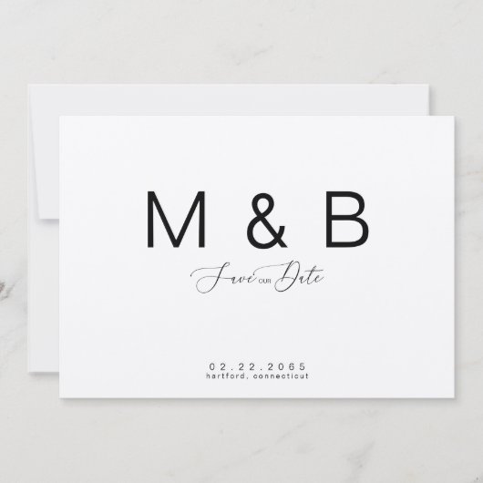 Save The Date Simple Monogram Kraft Papier Mariage Enregistrer l (Devant)