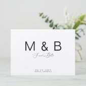 Save The Date Simple Monogram Kraft Papier Mariage Enregistrer l (Debout devant)
