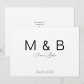 Save The Date Simple Monogram Kraft Papier Mariage Enregistrer l (Devant / Derrière)