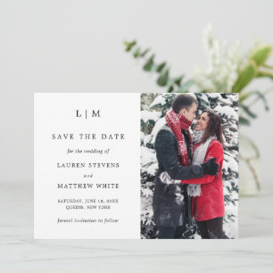 Save The Date Simple Monogramme Photo Mariage élégant