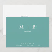Save The Date Simple Monogramme Turquoise Contemporain (Devant / Derrière)