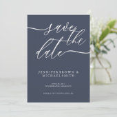 Save The Date Simple Navy Custom photo retour Mariage (Debout devant)