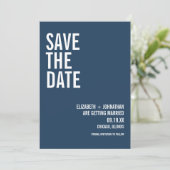 Save The Date Simple Navy Typographie Mariage Photo (Debout devant)