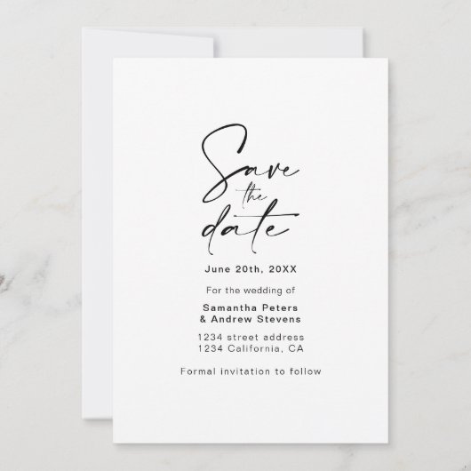 Save The Date Simple noir enregistrer la date 3 photo grille col (Dos)