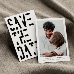 Save The Date Simple noir et blanc les années 70 Retro Stripes M