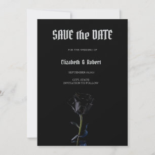Save The Date Simple Noir Rose Gothique Enregistrer La Date
