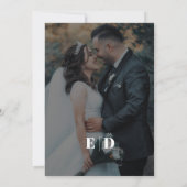 Save The Date Simple onde latérale Mariage photo noir et blanc (Dos)