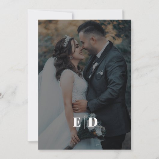 Save The Date Simple onde latérale Mariage photo noir et blanc (Dos)