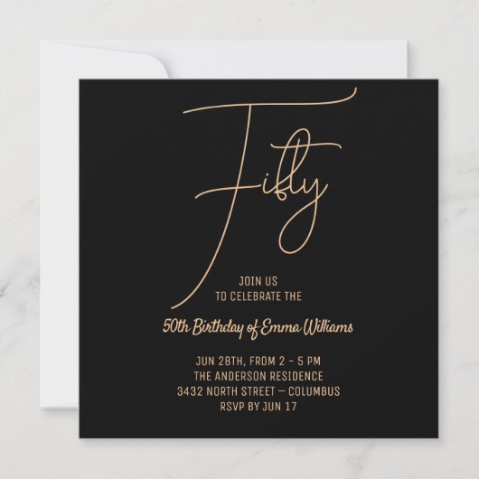 Save The Date Simple Or | 50e Anniversaire (Devant)